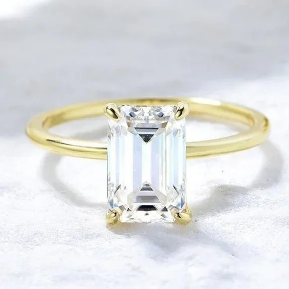 Certified 2.5 ct. t.w. Moissanite Diamond Emerald Cut Engagement Ring NEW - Picture 3 of 15